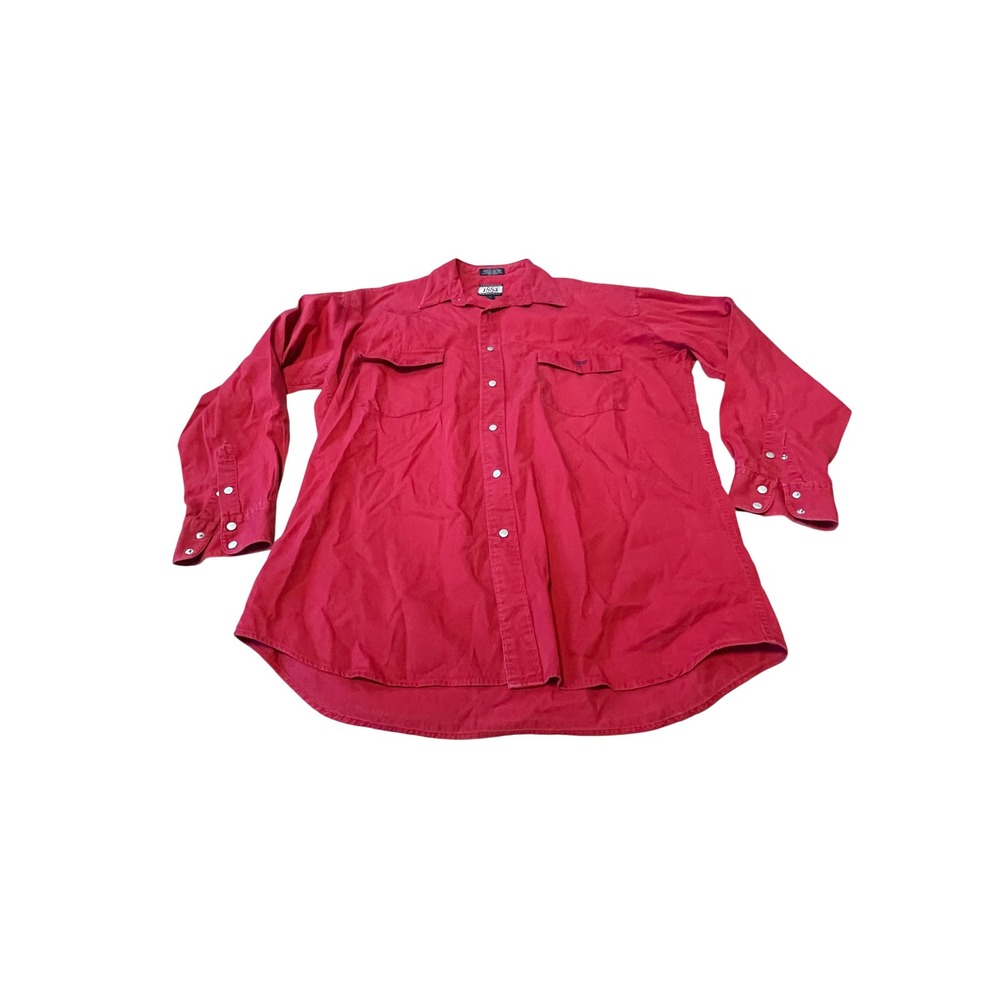 Lucchese 1883 Original Mens Red Cotton Western Snap Shirt Large Classic Design